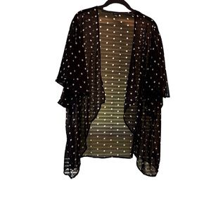 Rafaella XL Sheer Black/White Polka Dot Kimono Jacket
